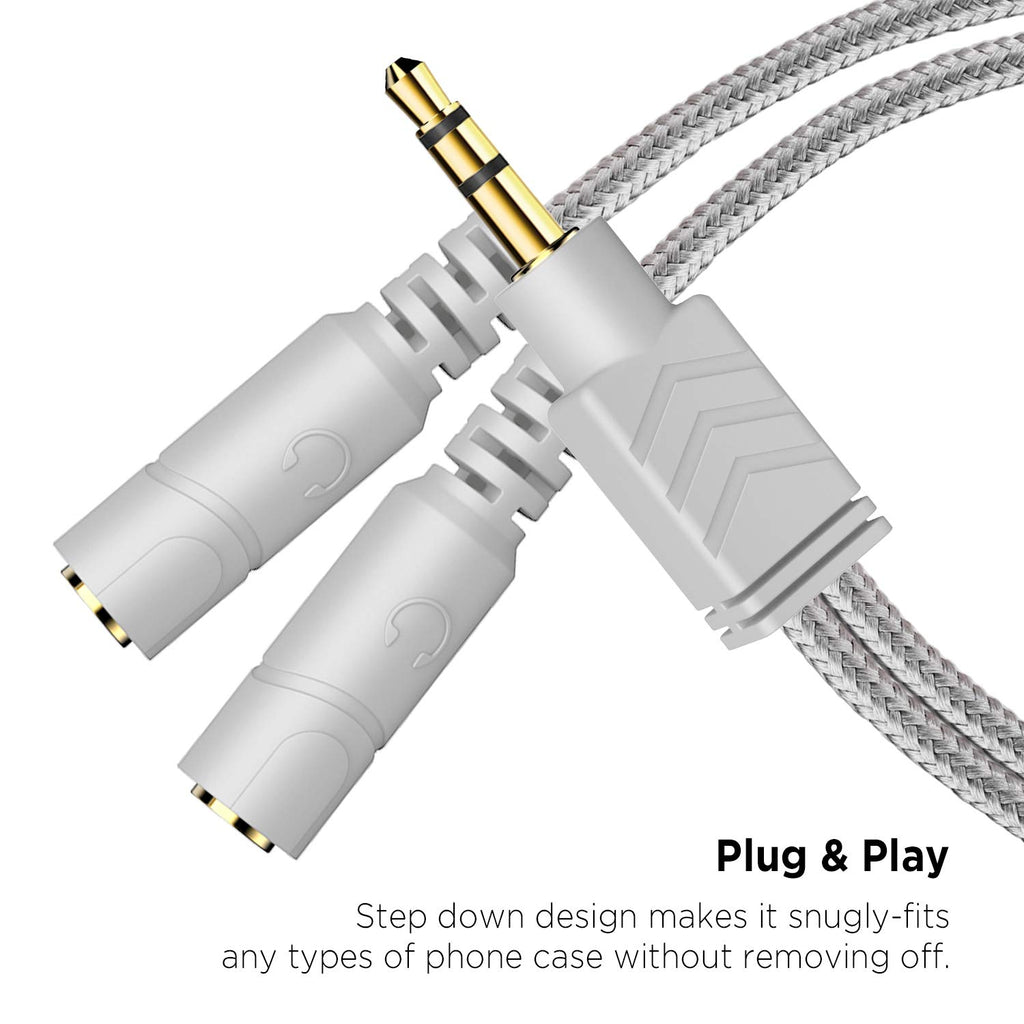 Headphone Splitter, AUX Splitter Cable for Headset Knitted 3.5Mm Splitter 2-Way Audio Splitter Stereo Audio Y Cable Produces Equal Audio Output for Headphones Earphones Speakers Joy Series