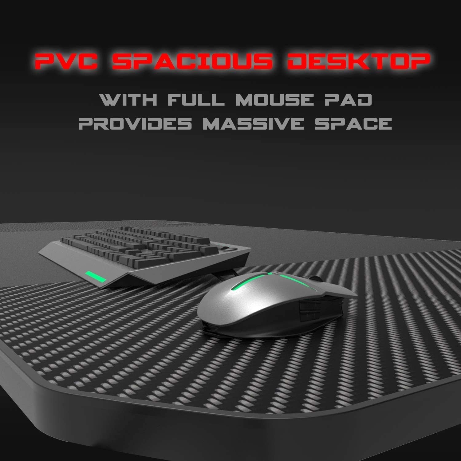 Gaming Desk 63 Inch, Ergonomic Gamer Computer Desk with Mouse Pad, PC Gaming Tables with Gaming Handle Rack, Cup Holder Headphone Hook
