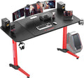 Gaming Desk 63 Inch, Ergonomic Gamer Computer Desk with Mouse Pad, PC Gaming Tables with Gaming Handle Rack, Cup Holder Headphone Hook